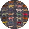 thumbnail image 1 of Ahgly Company Indoor Round Abstract Old Burgundy Brown Area Rugs, 3' Round, 1 of 2