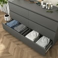 thumbnail image 5 of Spaco Wooden 6 Drawer Dresser, Large Modern Chest of Drawers, TV Stand for 55" TV for Bedroom, Gray, 5 of 11