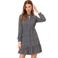 thumbnail image 1 of Vestido floral Allegra K volantes Elegante Fluido Informal Mujer Negro S, 1 of 6