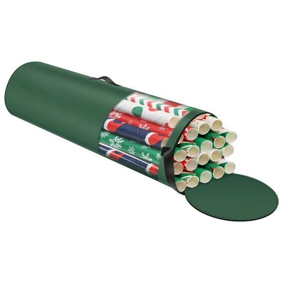 Grusce Wrapping Paper Storage Bag with Handle Zipper 40 Inch Wrapping Paper Organizer Oxford Cloth Wrapping Paper Holder with Clear PVC Window Store Up To 24 Rolls for Gift Wrap Ribbons
