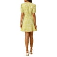 thumbnail image 3 of INSPIRE CHIC Women's Casual V Neck Short Sleeve Floral Print A-Line Dress XS Yellow, 3 of 7