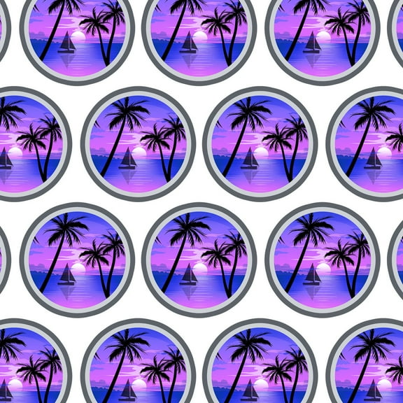 Beach Sunset Graphic Sail Boat Blue Purple Premium Gift Wrap Wrapping Paper Roll