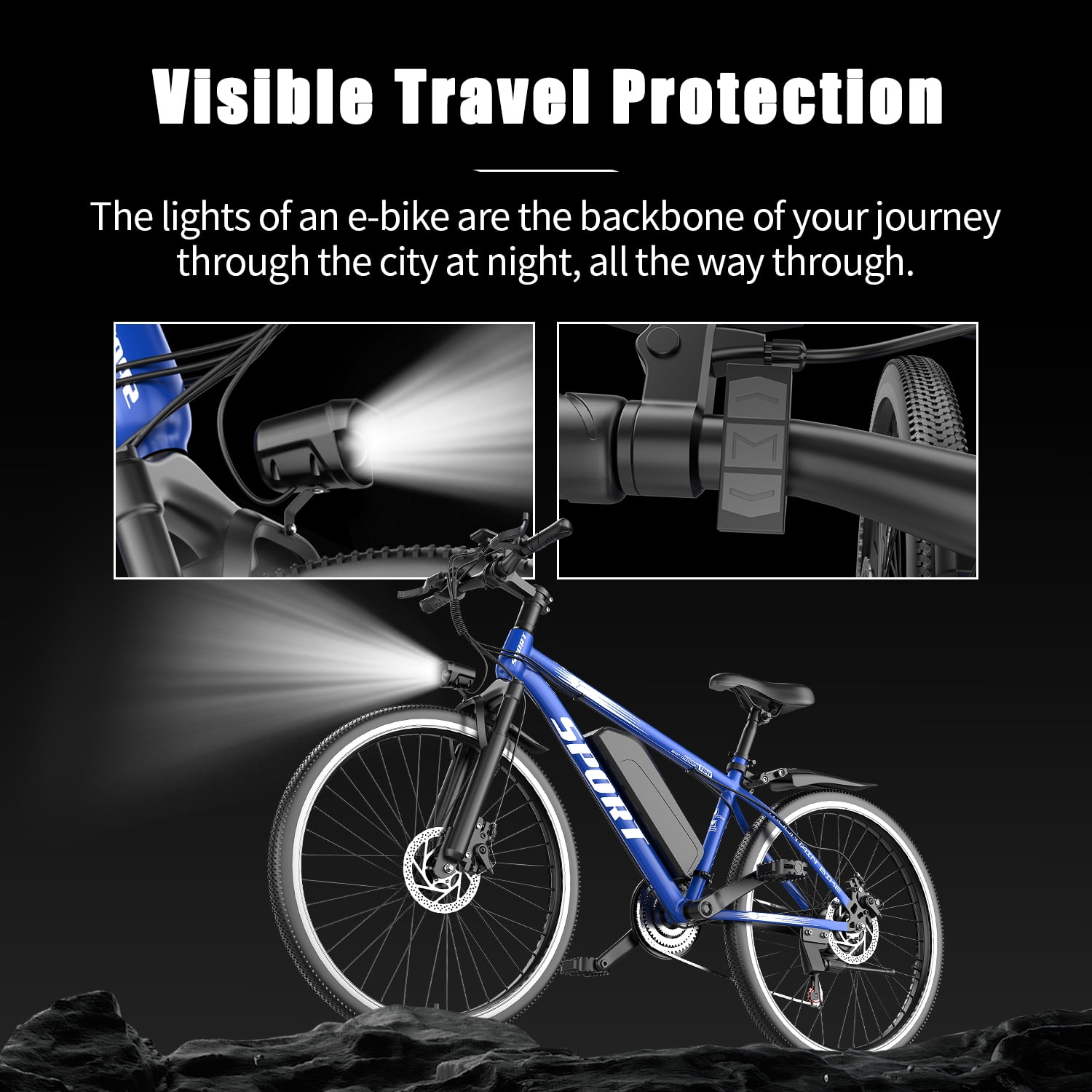 PostJoy Electric Mountain Bike 26" 1500W Peak Motor, 65 Miles 28MPH Ebike, 480Wh Battery Electric Bicycle for Adults 7 Speed Electric Bicycles Front Fork Suspension
