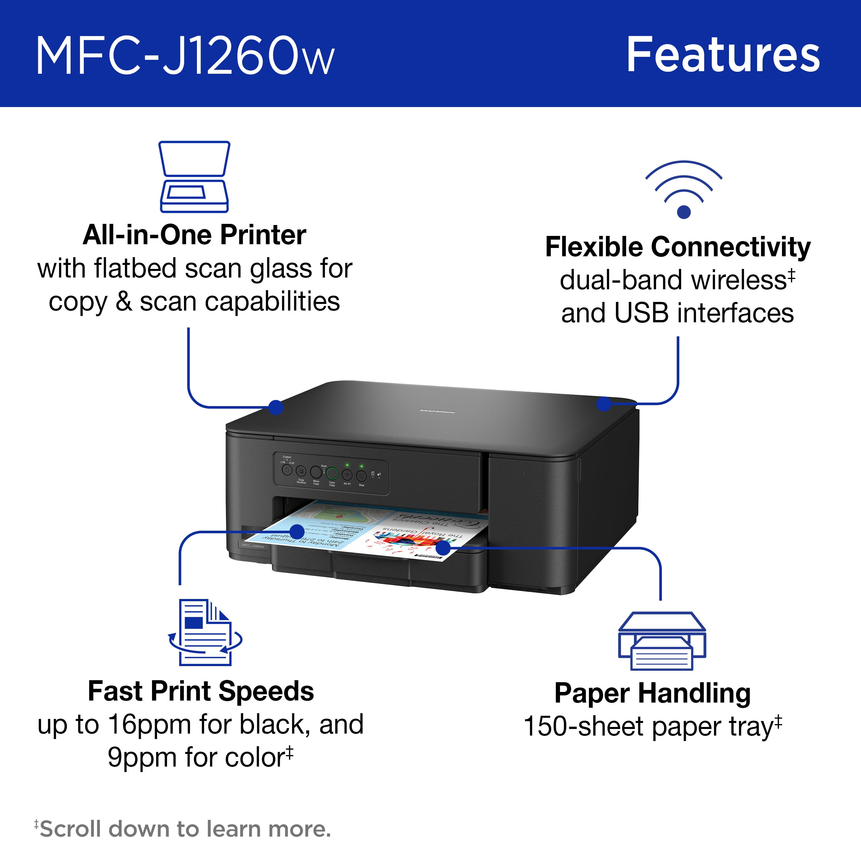 Brother Work Smart MFC-J1260W Wireless Color Inkjet All-in-One Printer