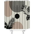 thumbnail image 2 of Black Boho Mid Century Shower Curtain Modern Minimalist Geometric Abstract Sun Arch Terracotta Aesthetic Fabric Bathroom Curtain with Hook, 2 of 4