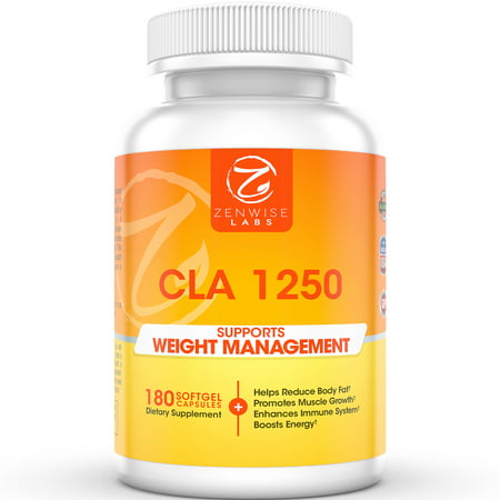 CLA 1250 - Supplément alimentaire de perte de poids - Acide Linoléique Conjugué à brûler les graisses, Slim Down et construire le muscle - immunitaire, le métabolisme et l'énergie d'appoint - dérivé des plantes à l'huile de graines de carthame - 180 Gélul