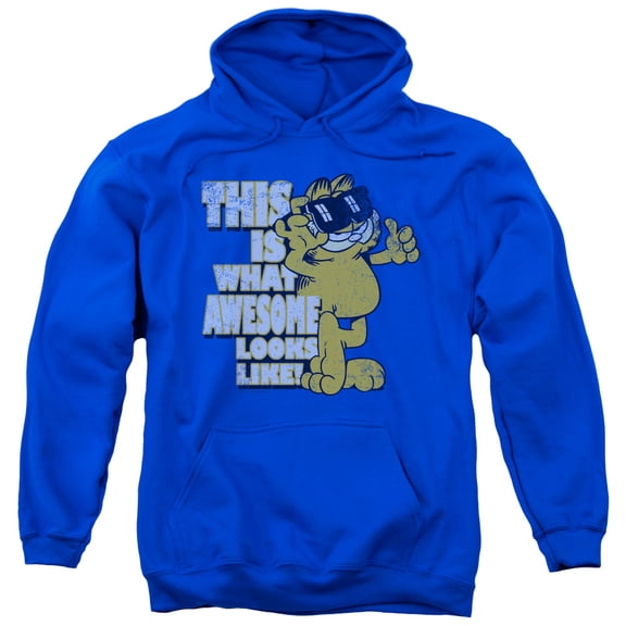 Garfield Awesome Adult Pullover Hoodie Sweatshirt Royal Blue
