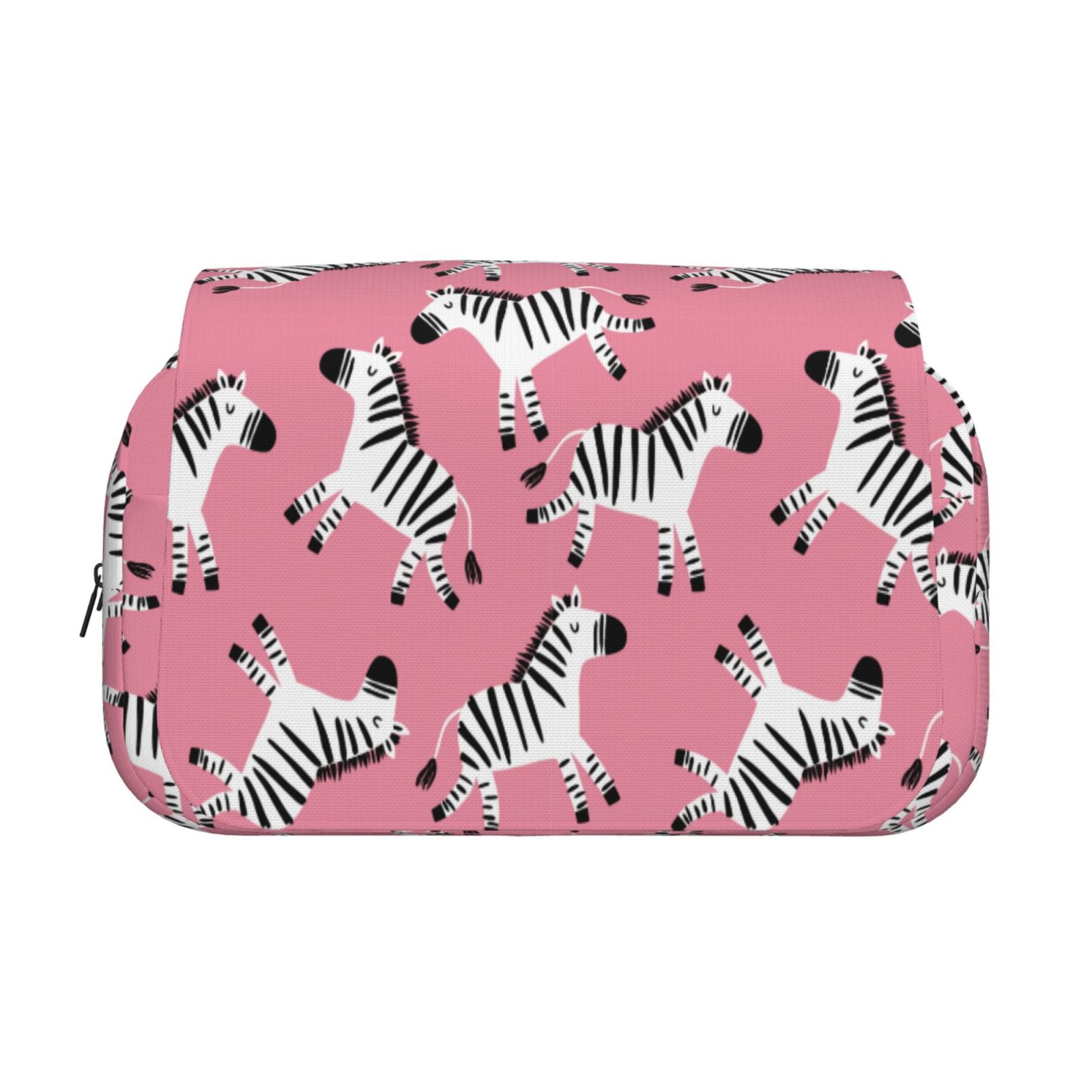 Rateoe Cute Cartoon Zebra Pattern Double Clamshell Pen Case, Storage Organizer with Two Zipper Compartments– Holds Up to 50 Pencils & Pens