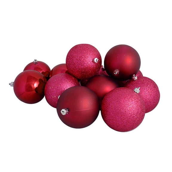 Vickerman 4" Wine 4-Finish Ball Ornament Assortment, 12 per Box