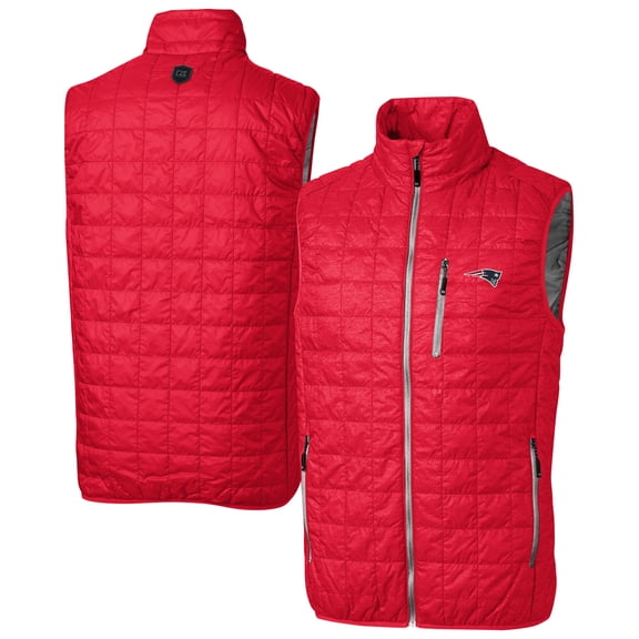 Men's Cutter & Buck Red New England Patriots Rainier PrimaLoft Eco Insulated Full-Zip Puffer Vest