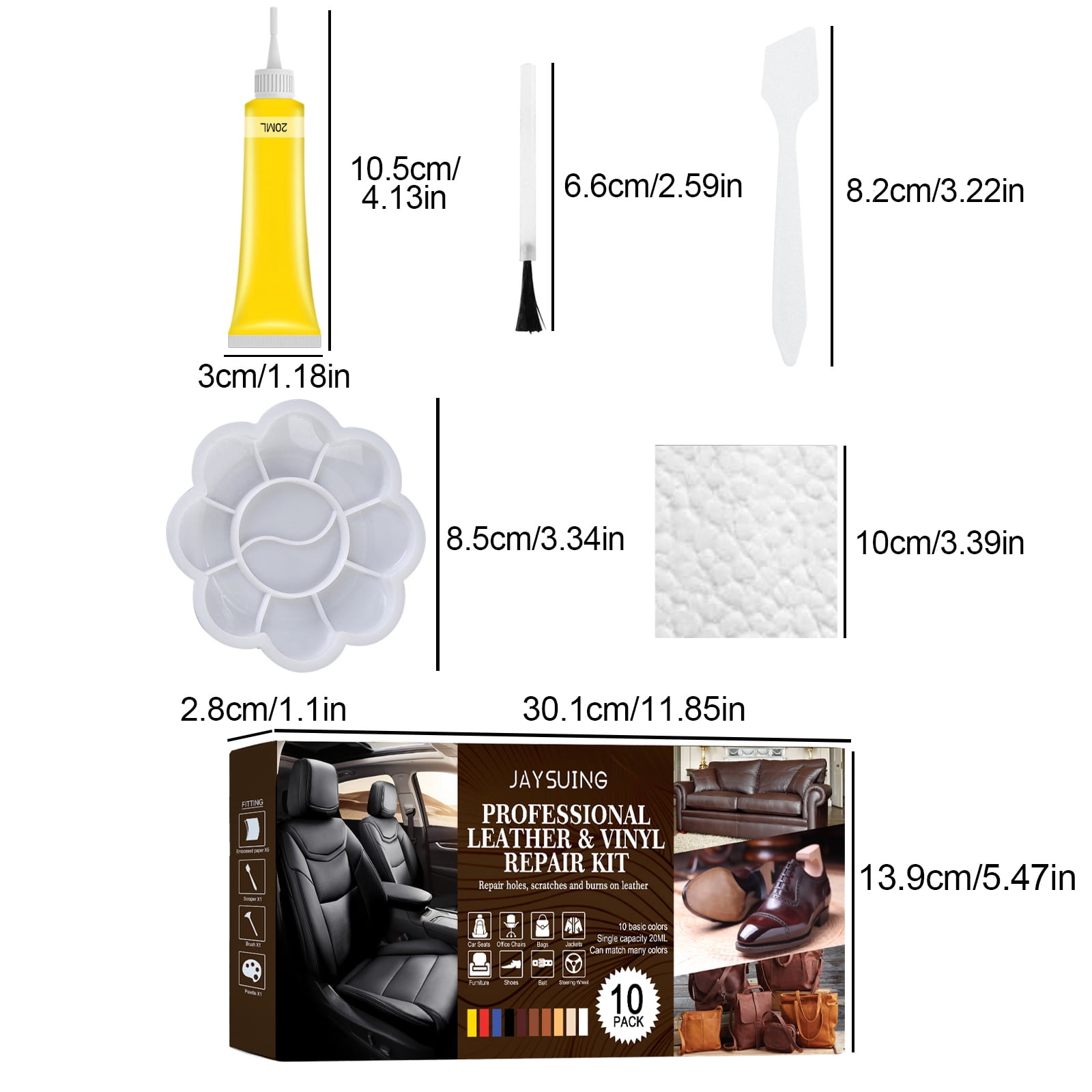 Alvantor Leather Repair Kit for Furniture, Sofa, Jacket, Car Seats and Purse, Super Easy Instructions, Match Any Color Vinyl Repair Kit