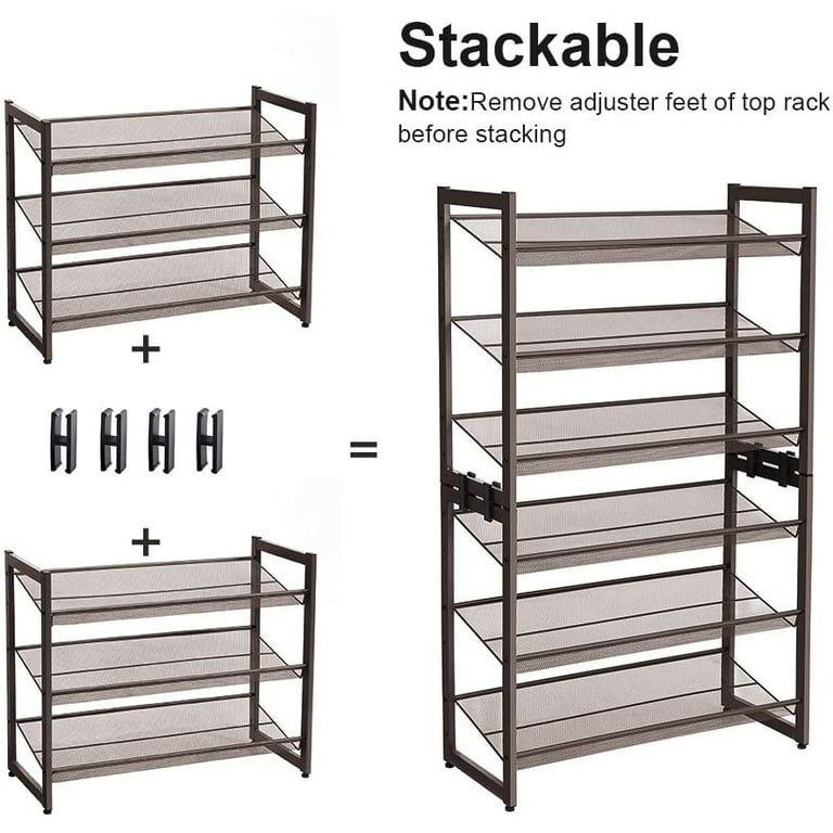 Organize It All 3 Tier Mesh Shelf Stackable Shoe Rack : Target