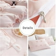 thumbnail image 4 of Nayoroom 3 Pieces Pink Tufted Heart Dot Queen Duvet Cover Boho Ultra Soft Jacquard Embroidery Shabby Chic Washed Microfiber Bedding Set, 4 of 5