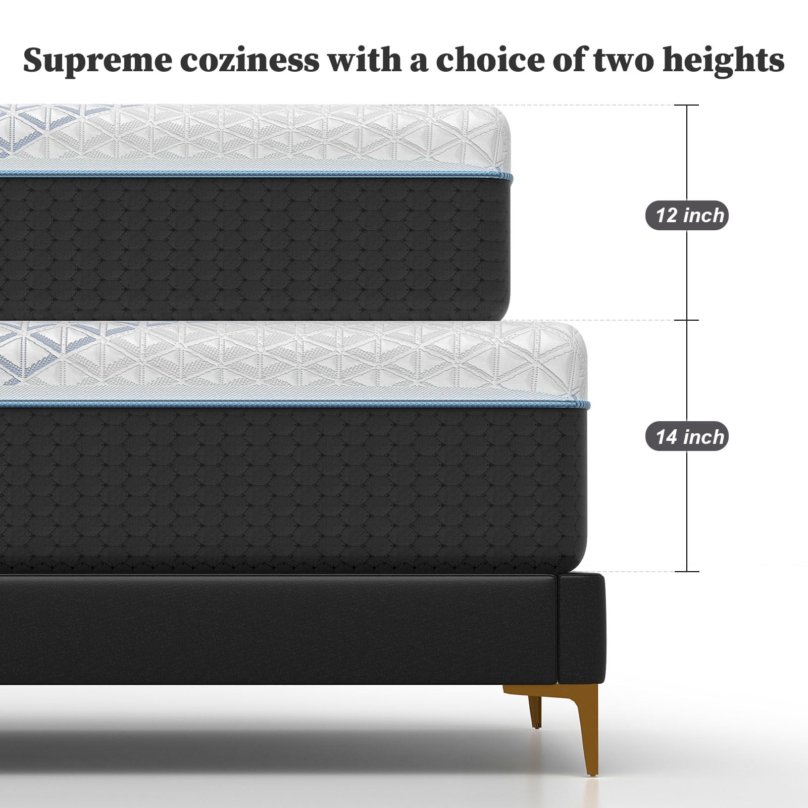 NISIEN Firm King Mattress 14 Inch Memory Foam Mattress King Size Bed in a Box for Back Pain Relief and Cool Sleep with Gel Foam and Removeable Fiberglass Free Cover, CertiPUR-US Certified