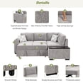 thumbnail image 3 of EUROCO  68.5"  Wider Chenille Pull-Out Sofa Bed,  L-Shaped Reversible Sectional Sofa Couch with Storage Chaise, USB Ports, Power Sockets, Cup Holder for Living Room,  Bedroom, Study, Gray, 3 of 12