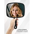 thumbnail image 2 of Hand Mirror, Barber Hairdressing Handheld Mirror with Handle for Salon, Square, Black, Medium, 2 of 6