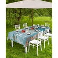 thumbnail image 3 of Blue Teal Spring Floral Outdoor Tablecloth - 54 Inch Round Dining Table Cover, Modern Botanical Oil Painting Art Waterproof Outdoor Table Cloth with Umbrella Hole & Zipper for Picnic/Patio, 3 of 5