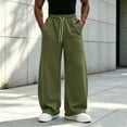 thumbnail image 6 of Men's Loose Fit Sweatpants with Pockets,Drawstring Elastic Waist Wide Leg Pants for Home Loungewear, 6 of 7