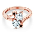 thumbnail image 3 of Gem Stone King 18K Rose Gold Plated Silver White Moissanite Sky Blue Aquamarine and Black Diamond Ring for Women (1.56 Cttw, Heart Shape 6MM, Gemstone Birthstone, Size 9), 3 of 6