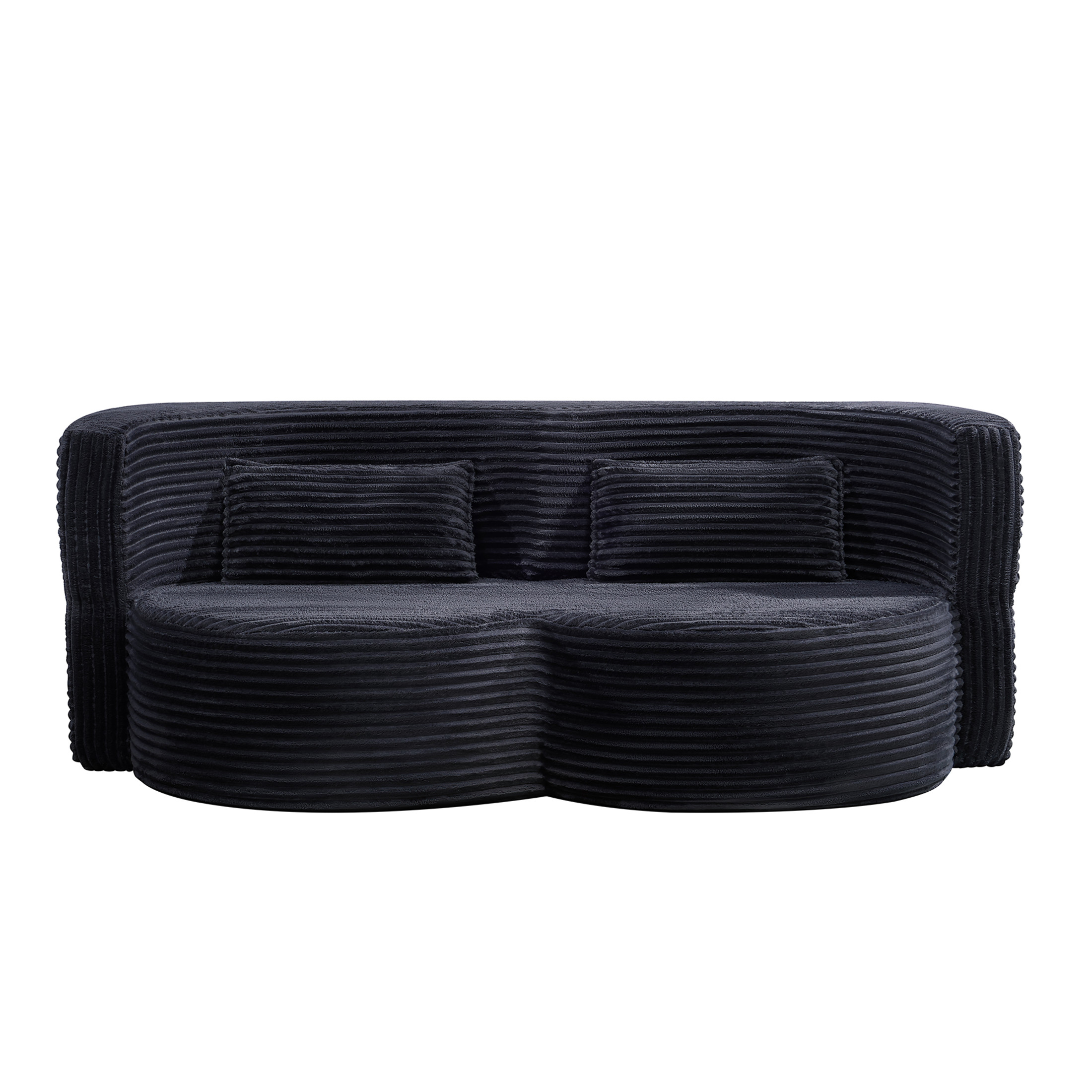 Noble House Solley 79" Folding Sofa Bed, Corduroy Tri-Fold Floor Double Sofa, Space-Saving Guest Bed, Dark Grey
