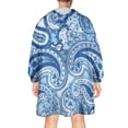 thumbnail image 2 of Wearable Oversized Blanket,Blue Paisley Pattern Wearable Blanket Hoodie for Adults,Cozy Hooded Blankets with Super Pockets,Super Warm Fuzzy Pullover for Women & Men, 2 of 6