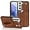 Brown for Samsung Galaxy S22 Plus, variant on Design for Samsung Galaxy S22 Plus 5G Phone Case with Screen Protector Adjustable Wrist Strap Kickstand Credit Card Slot Slim Shockproof Hybrid Rugged Protective Cover for Women 6.6" Rose gold