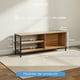 thumbnail image 5 of Mesa para TV MUEBLANA Madera y Acero Minimalista Centro de Entretenimiento Mueble Organizador Moderno 3 repisas Color Nogal, 5 of 7