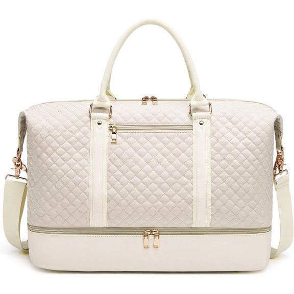 Canvas Duffle Bag for Travel, Weekender Overnight Bag for Women Men with Shoe Compartment Carry  Duffle Bags for Airplanes Gym  Business Bag