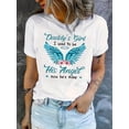 thumbnail image 1 of Camiseta de verano para mujer Suave elegante con Cuello redondoWomen'S Angel Wings Floral Print T-Shirt, Polyester Blend, Casual Crew Neck, Medium Stretch, Geometric Pattern, Knit Fabric, for All-Se, 1 of 6