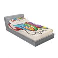 thumbnail image 3 of Music Bedding Set with Sheet & Covers, Illustration of Graffiti Style Lettering Headphones Hip Hop Theme on Beige Bricks, Printed Bedroom Decor 2 Shams, 4 Sizes, Multicolor, by Ambesonne, 3 of 3