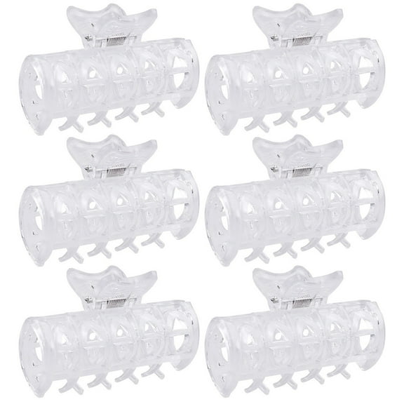 Niceauty 6Pcs Hair Rollers with Clips Hair Curler Claw Clips Transparent for Home Use
