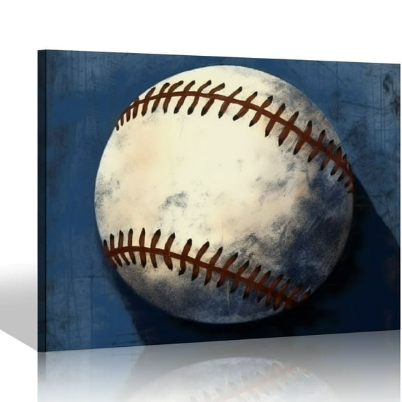 JEUXUS Navy Blue Sports Wall Art Décor Baseball Canvas Art Prints Sport Balls Picture for Man Cave Kids Teenagers Boy Room Decor 20x16 inch