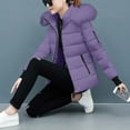 thumbnail image 4 of TKLPEHG Womens Winter Coats Quilted Thicken Warm Puffer Ski Jacket Hooded Waterproof Outdoor Comfy Down Jackets (Purple,L), 4 of 7