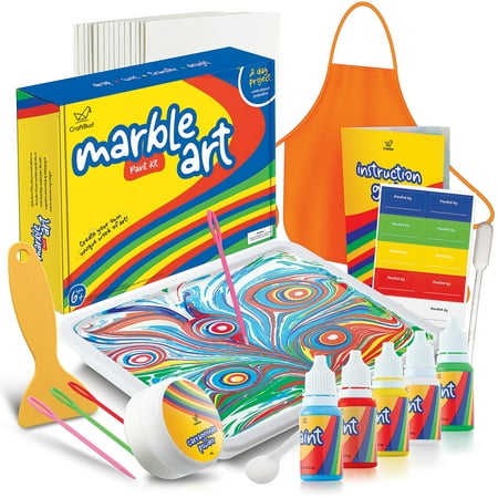 CraftBud Marbling Paint Kit & Toy for Kids Art with 5 Paint...