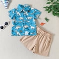 thumbnail image 2 of Coerni Short Sets for Boy, Toddler Boys Short Sleeve Cartoon Dinosaur Prints T Shirt Tops Shorts Kids Gentleman Outfits, 2 of 6