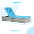 thumbnail image 7 of Outdoor PE Wicker Chaise Lounge Chair Set Of 2 with Adjustable Backrest, Patio Rattan Reclining Chair with Thick Cushion, Headrest, Shelf & Steel Frame, Weather Proof and Anti-UV, Sky Blue, 7 of 7
