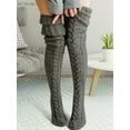 thumbnail image 4 of BadPiggies Women Cable Knitted High Socks Extra Long Winter Warm Over The Knee Stockings Thigh High Boot Soft Leg Warmers (Dark Gray), 4 of 7