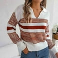 thumbnail image 4 of BLVB Womens Fall Sweaters V Neck Long Sleeve Color Block Striped Casual Knit Pullover Sweater Tops for Women, 4 of 5