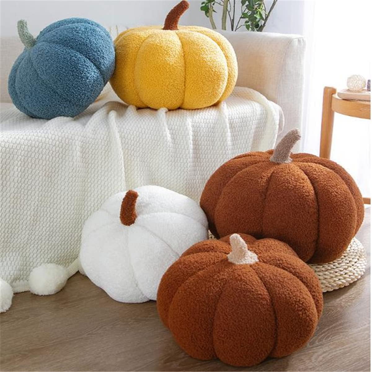Pumpkin Throw Pillow Stuffed, Fluffy Pumpkin Plush Pumpkin Stuffed Toy