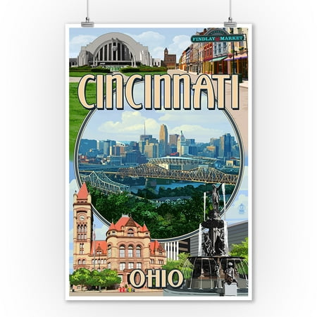 Patio Rooms Cincinnati Ohio Cincinnati, Ohio - Montage Scenes - Lantern Press Artwork (9x12 Art Print, Wall Decor Travel Poster) ()