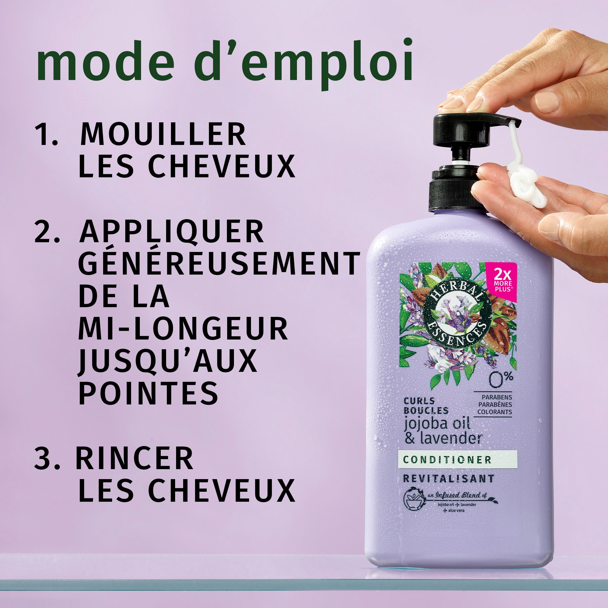 HERBAL ESSENCES – REVITALISANT POUR CHEVEUX BOUCLÉS JOJOBA ET LAVANDE – 1L
