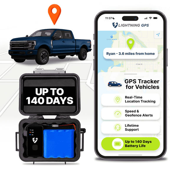 Lightning GPS GL300 Tracker Device for Vehicles w/Magnetic Case and Battery – Real-Time GPS Tracking, Vehicle & Fleet Monitoring, Hidden Tracking for Cars, Trucks or Trailers – Subscription Required