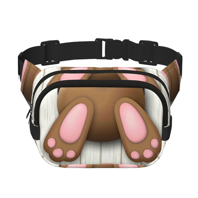 Fotbe Brown Bunny Cangurera Cuadrada con Estampado de Doble Capa, Bolsa de Cintura Ajustable Mini para Hombres y Mujeres