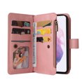 thumbnail image 4 of Zipper Wallet Case for Samsung Galaxy S22 Plus, [15 Card Slots] [Zipper Pocket] Luxury PU Leather Flip Folio Cover with [Magnetic] [Wrist Hand Strap] [Kickstand] Skin-Feeling Shockproof Case,Pink, 4 of 10