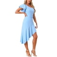 thumbnail image 4 of Allegra K Women's Ruffle Sleeve Belted Irregular Hem Party One Shoulder Dress, 4 of 4