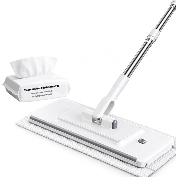 Hands-Free Multi-Purpose Flat Mop, Clip Mops for Floor Cleaning, Dry and Wet Use, 360° Rotating Mops Head, for Floor, Wall, Bathroom