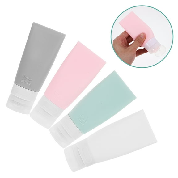 ELAYARD 4Pcs Travel Containers for Liquids Silicone Refillable Leak Proof Lightweight Toiletry Set