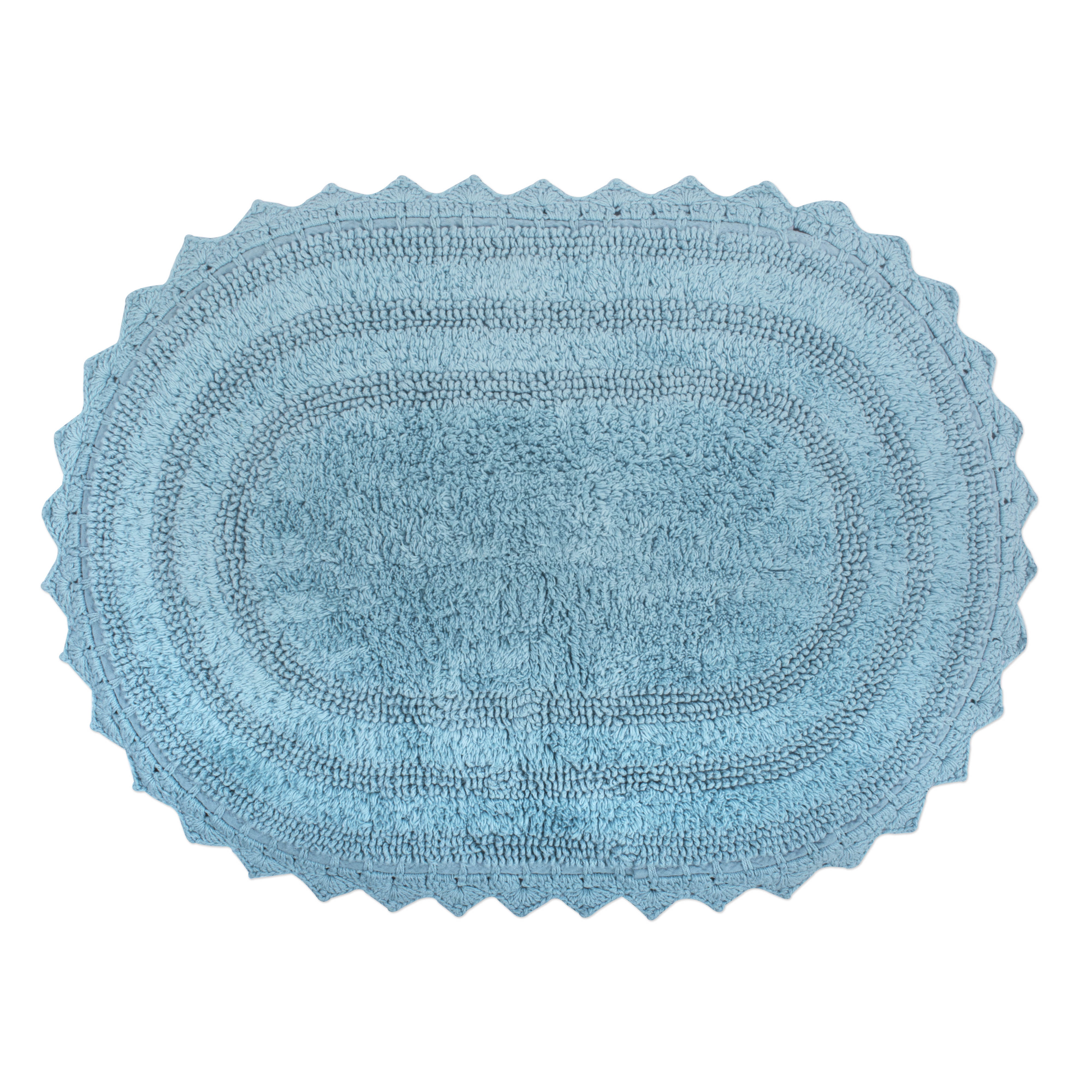 Design Imports Oval Crochet Bath Mat, Large, 100 Cotton, Multiple
