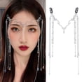 thumbnail image 1 of Visland Elegant Long Tassel Forehead Chain Alloy Rhinestones Simple Drop Headpiece for Gift, 1 of 7
