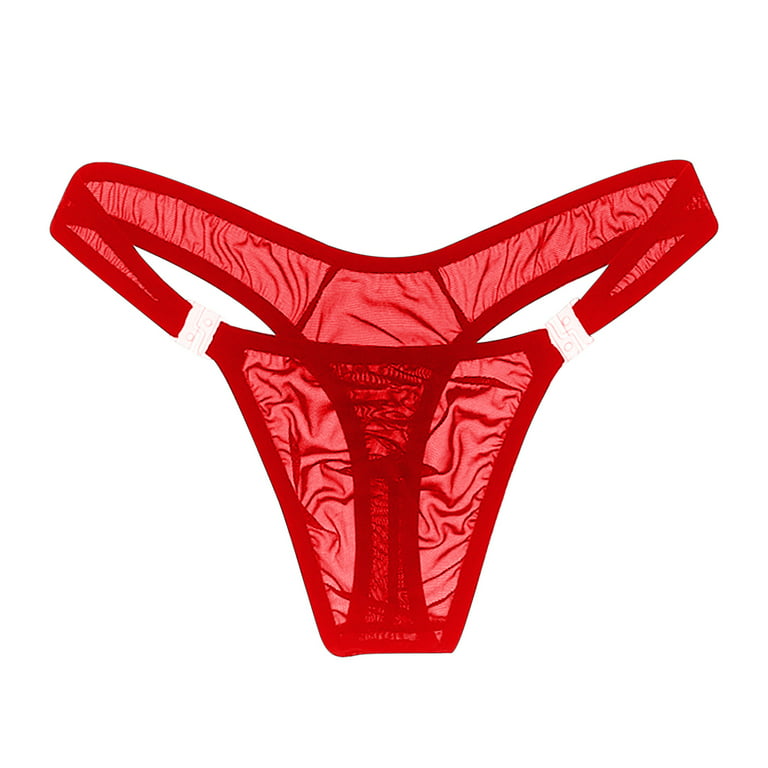 HUPOM Mens Underwear Boxer Briefs Male Thongs Low waist Drop Waist Solid  Briefs Red One Size 